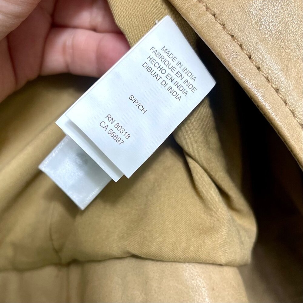 Lucky Brand Tan Leather Moto Jacket W/ Zipper Details Size S - Picture 8 of 12